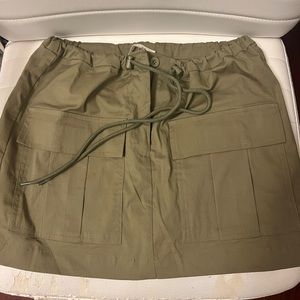 drawstring cargo mini skirt